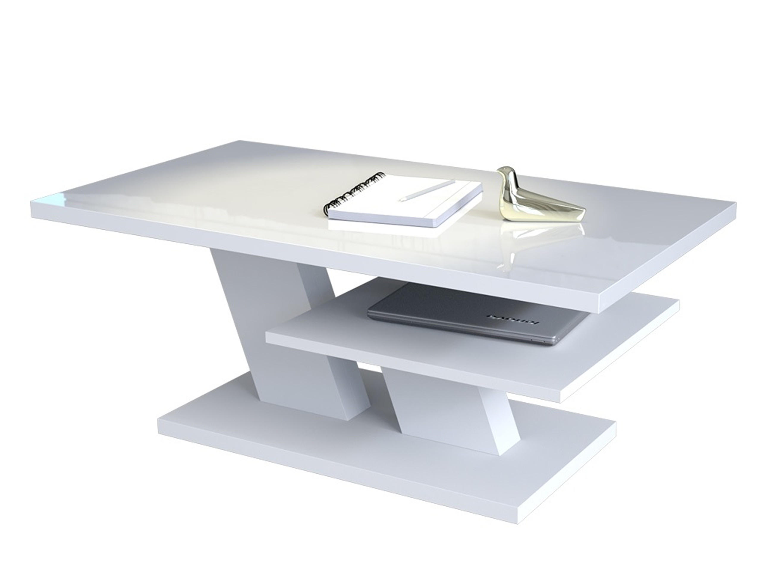 designimpex Couchtisch Weiß Hochglanz 110x45x60 cm