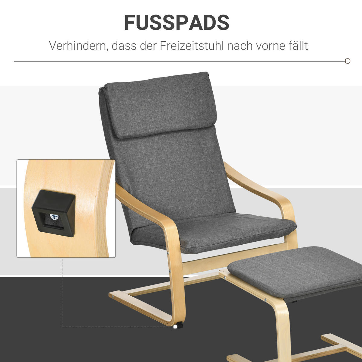 RELAXSESSELSET Grau - Grau, Kunststoff (80/99/66.5cm) - HOMCOM