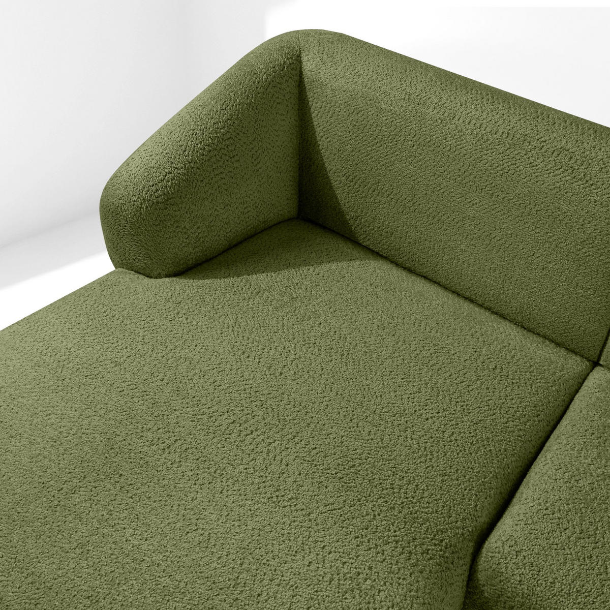 ECKSOFA LINKS VIRA, Oliv, Chenille - Schwarz/Olivgrün, Holz/Holzwerkstoff (300/160cm) - KONSIMO®