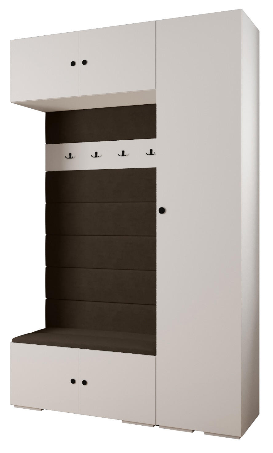 Abiks Möbel Garderoben-Set Weiß, Braun, Schwarz 150x236.7x47 cm
