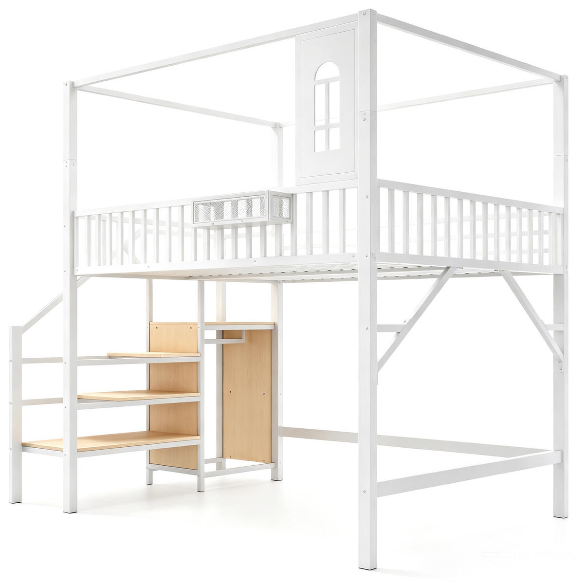 HOCHBETT 140/200 cm Metall mit Dachdesign, DE-41586, in Weiß - Weiß, Metall (140/200cm) - ComfortXL