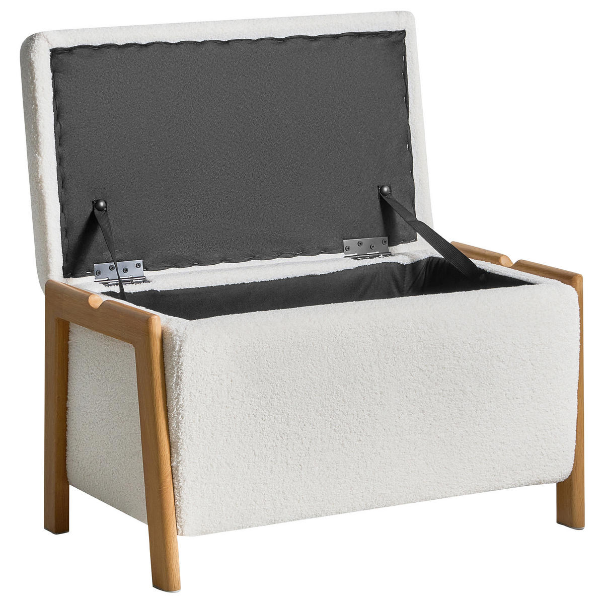 POLSTERBANK mit Stauraum Bouclé Weiß Edland - Weiß/Braun, Textil/Metall (75/44/43cm) - Beliani