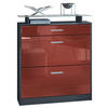 SCHUHSCHRANK Loret Fronten in Bordeaux Hochglanz - Bordeaux, Holzwerkstoff (89/104/23cm) - Vladon
