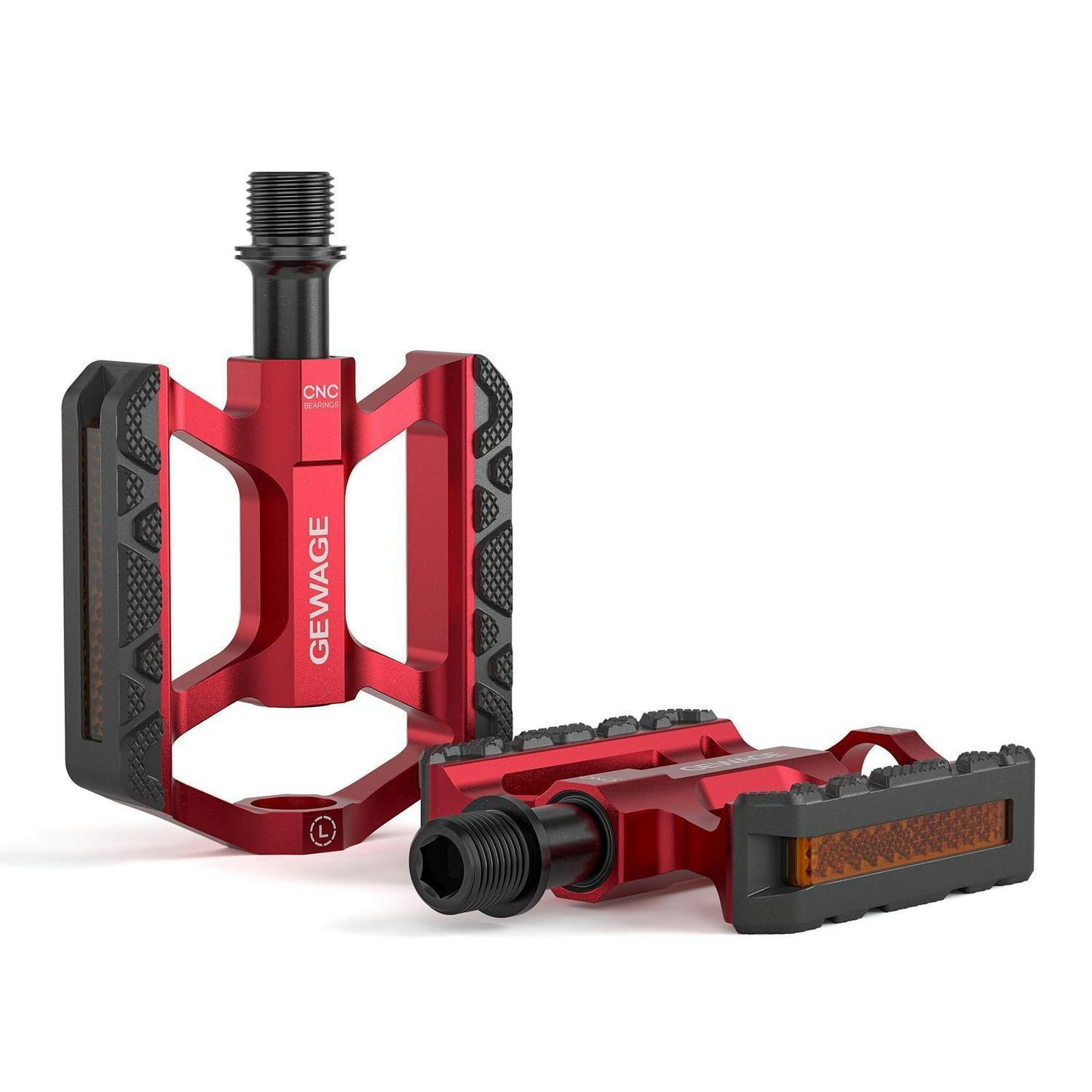 FAHRRADPEDALE Aluminium Rot mit Reflektor - Rot, Metall (7.5/1.5/11cm)