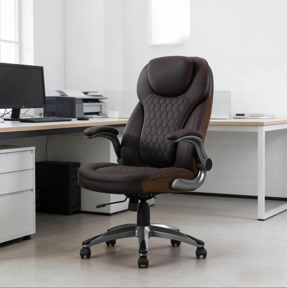 BÜROSTUHL höhenverstellbar mit Schaukelfunktion Braun - Braun, Metall (67.5/120/73cm) - Meubliv