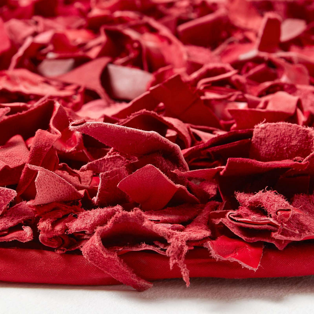 SHAGGY-TEPPICH Dallas rund 150 cm - Rot, Leder (150/150cm) - Homescapes