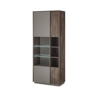 VITRINE M18 Thermo Oak & Anthrazit 80/200/40 cm hoch breit - Graubraun, Holzwerkstoff (80/200/40cm) - Livojo