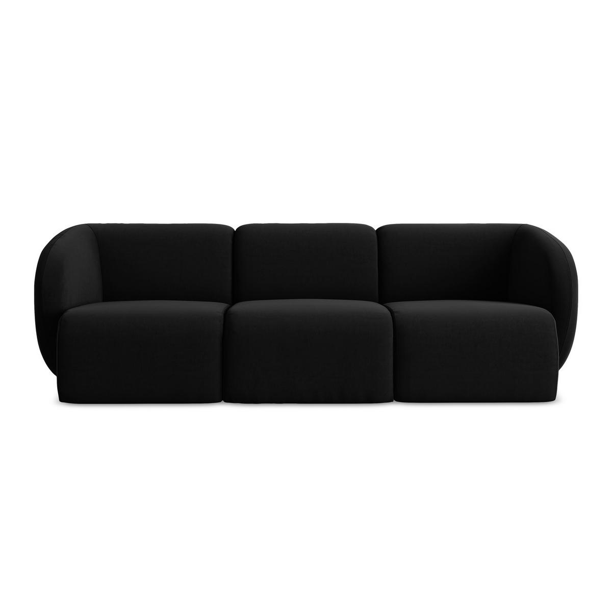 3-SITZER SOFA Samt Stoff Schwarz - Schwarz, Holzwerkstoff/Kunststoff (244/75/94cm) - LaMiaSofa
