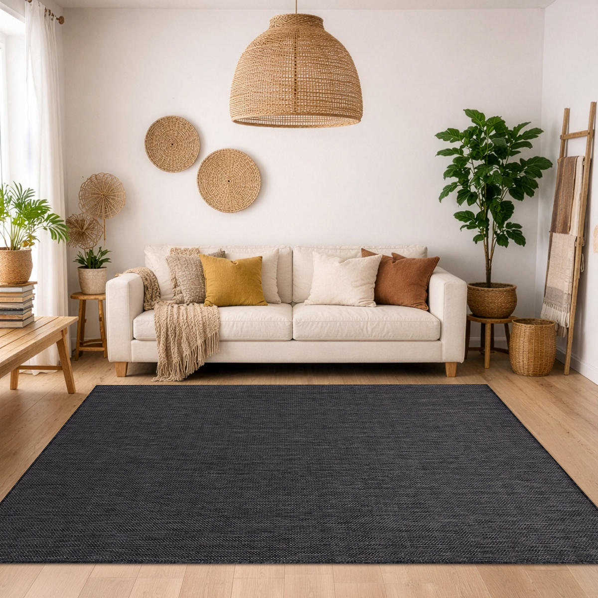 KOBEREC SISAL SION A5165A Melanž ploché tkaní černý 60/100 cm - černá, textil (60/100cm) - rugsX