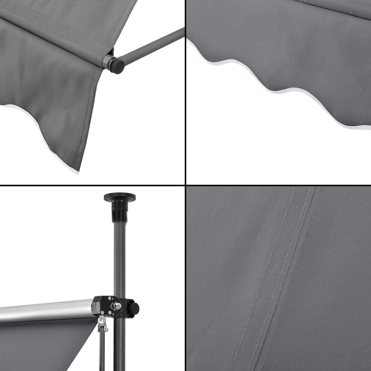 KLEMMMARKISE Stem - Hellgrau, Textil/Metall (150/309/120cm) - pro.tec