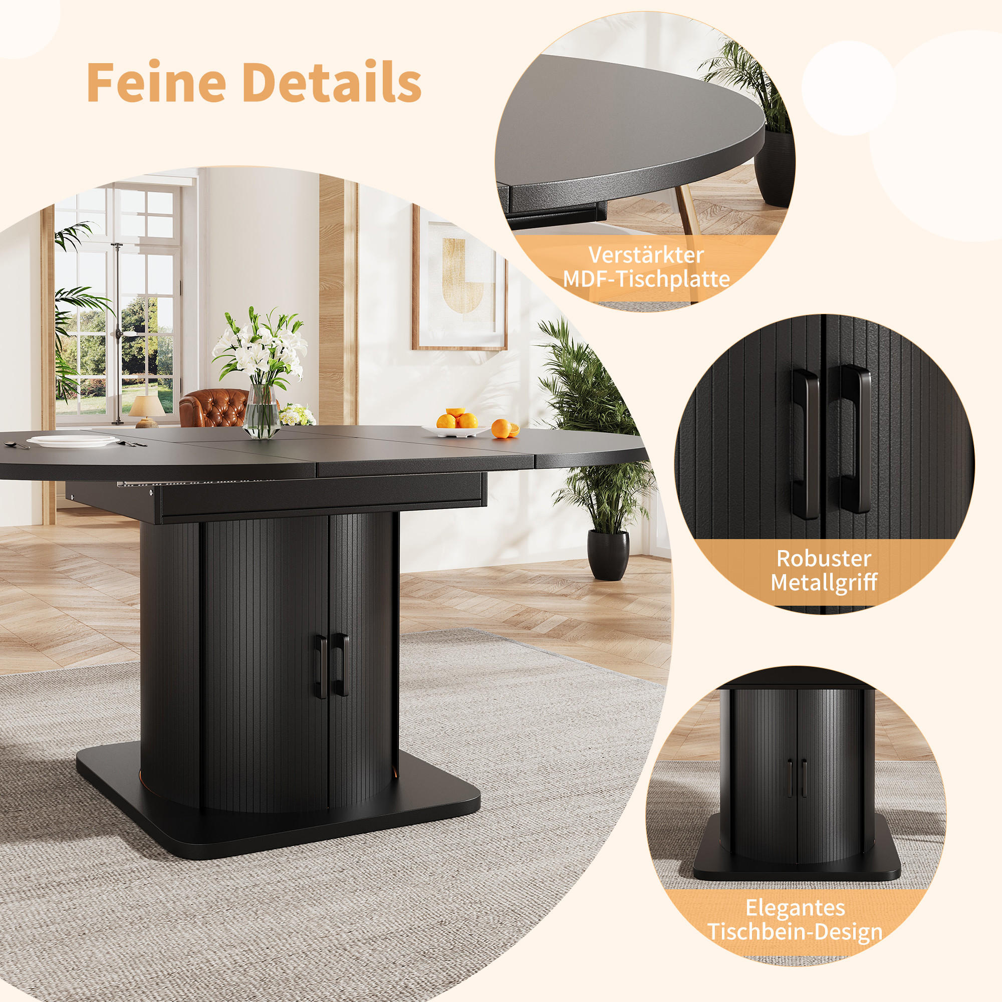 Stilvora Essgruppe Schwarz 158x76x118 cm