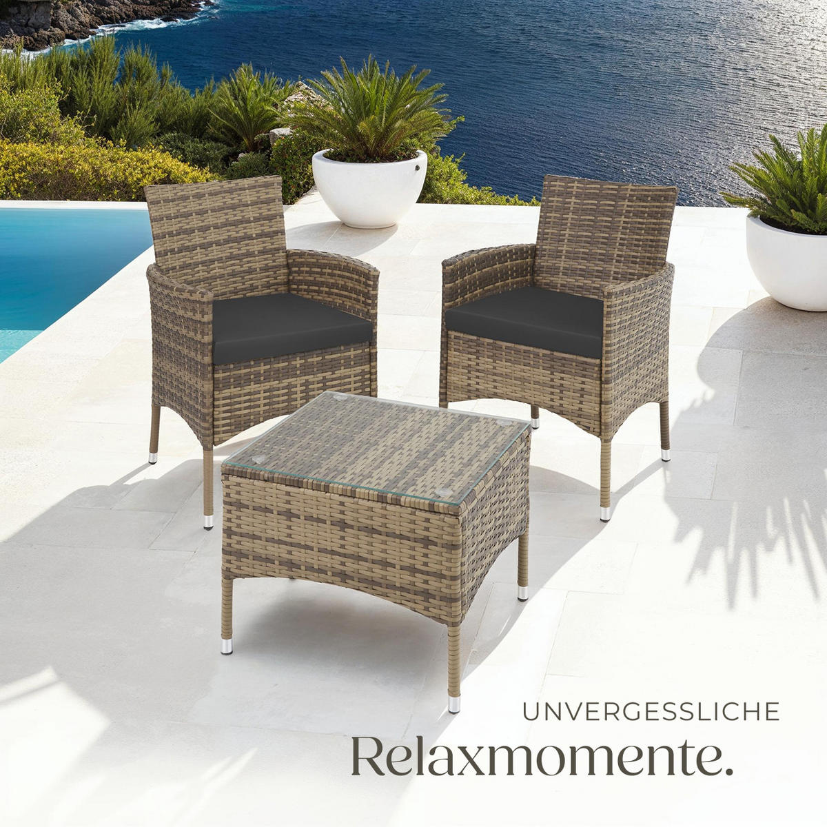 RATTANSET Luzern,2 Bezugssets,natur - Naturfarben, Kunststoff - tectake