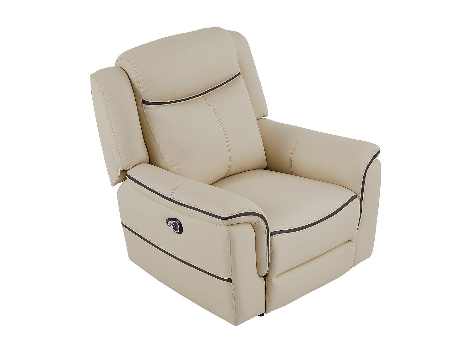 RELAXSESSEL elektrisch - Leder - Beige - ADELIO - Beige, Leder (105/102/95cm) - Vente-Unique