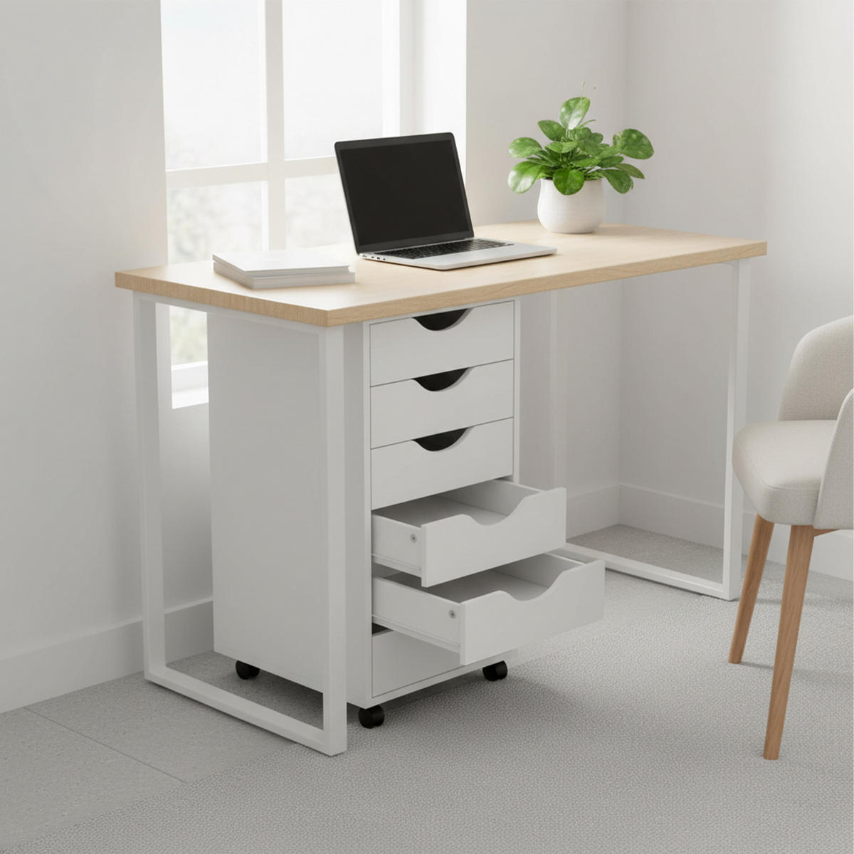 ROLLCONTAINER Weiß 6 Schubladen MDF 78 cm - Weiß, Holzwerkstoff/Kunststoff (40/78/40cm) - Relaxdays