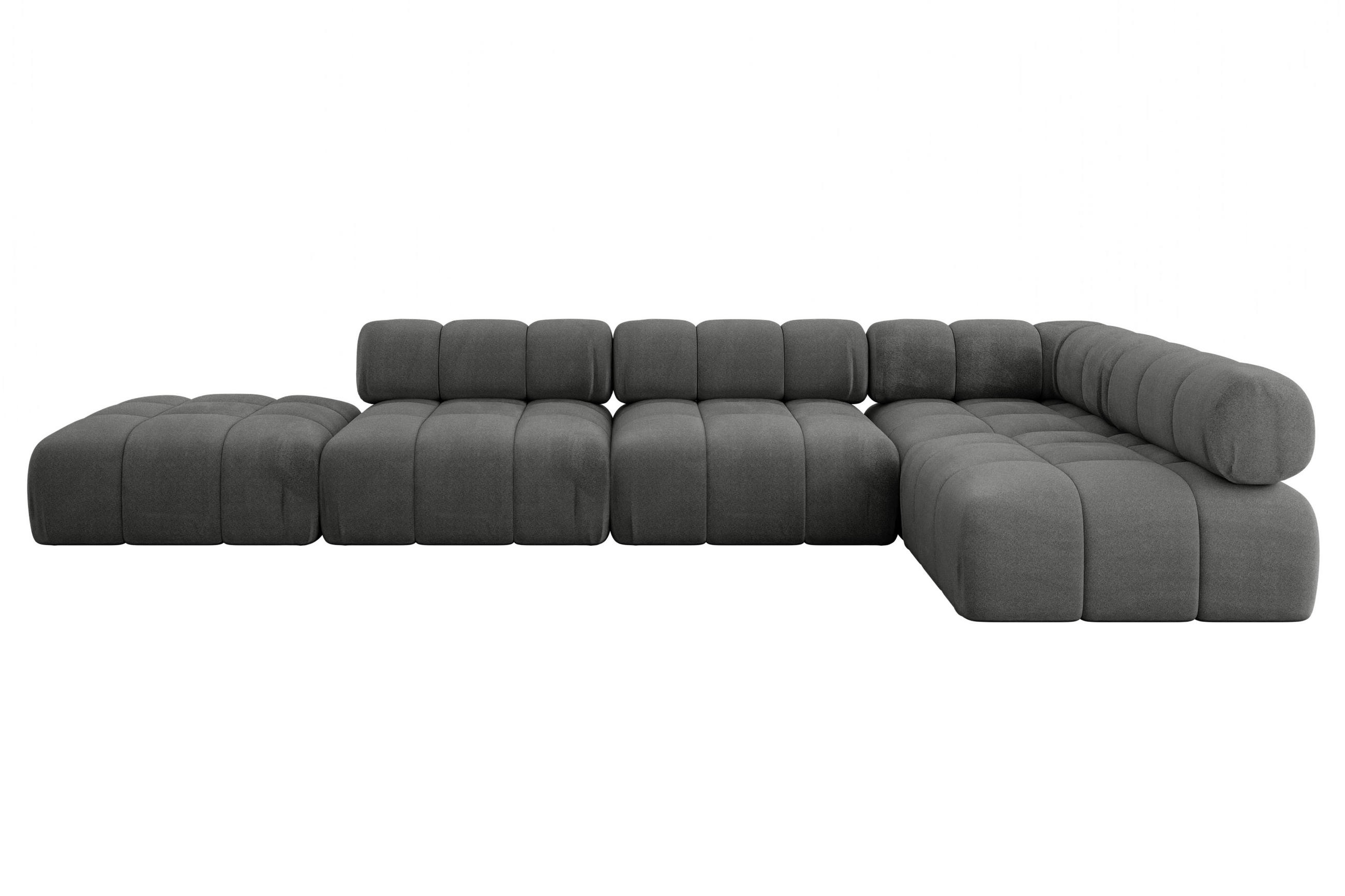ECKSOFA modulares Sofa Favio-L2 - 380x190x70 cm Dunkelgrau Velours - Dunkelgrau, Holzwerkstoff/Textil (380/190cm) - ALTDECOR