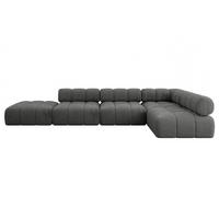 ECKSOFA modulares Sofa Favio-L2 - 380x190x70 cm Dunkelgrau Velours - Dunkelgrau, Holzwerkstoff/Textil (380/190cm) - ALTDECOR