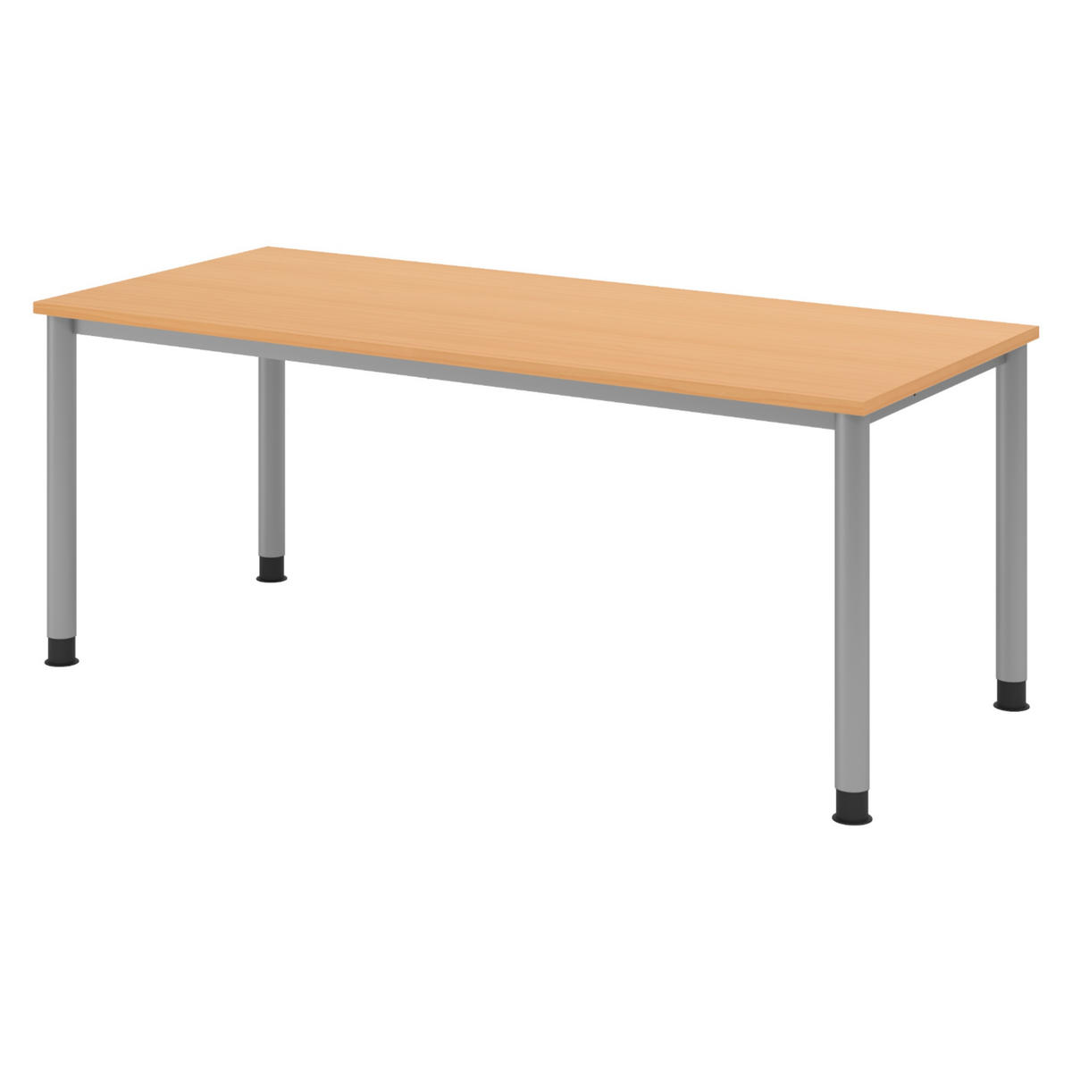 SCHREIBTISCH Serie-H Gestell: Silber 80/180/74 cm in Buchefarben - Buchefarben, Holzwerkstoff (80/180/74cm) - bümö