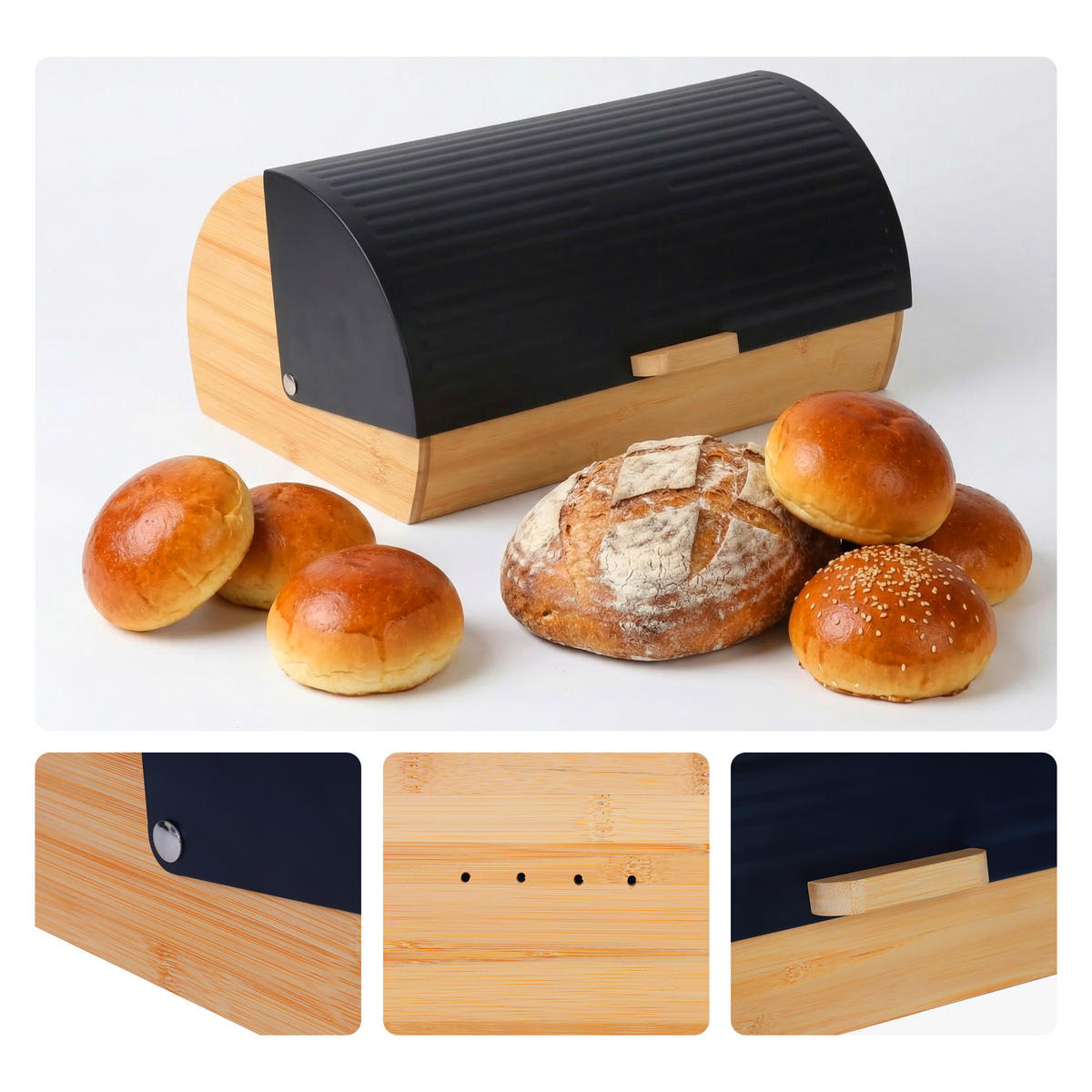 BROTKASTEN - Multicolor, Holz/Metall (37.5/19/26.5cm) - Relaxdays