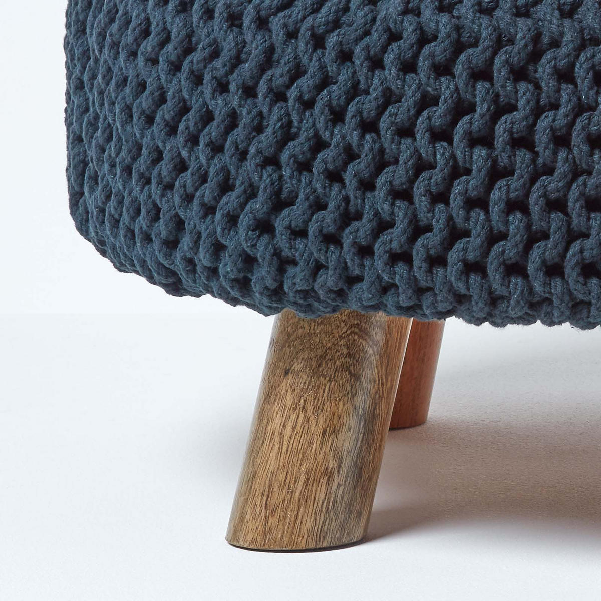 STRICK-HOCKER schwarz, rund 62/62/30 cm - Schwarz, Textil (62/30/62cm) - Homescapes