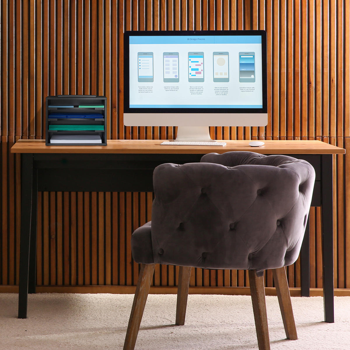 UKLADANIE dokumentov - čierna, kompozitné drevo (35.5/28/25cm) - Relaxdays