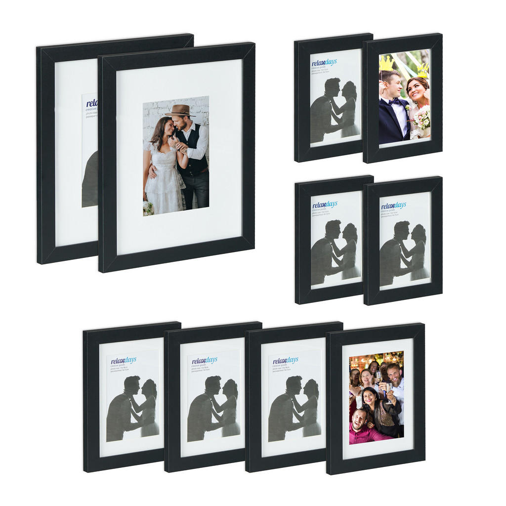 RAME Negre Set-10 bucăți MDF sticlă 10x15 cm