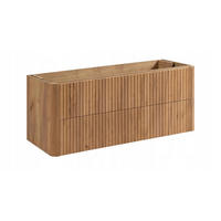 WASCHBECKENUNTERSCHRANK LINEA hängend geriffelt Eiche dunkelbraun 120/48/44 cm - Braun, Holzwerkstoff (120/48.4/43.7cm) - Rodan