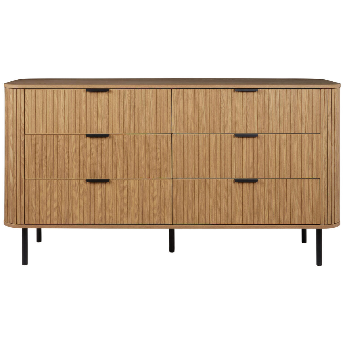 KOMMODE mit 6 Schubladen Braun Bradley - Schwarz/Braun, Holzwerkstoff (153/81/47cm) - Beliani