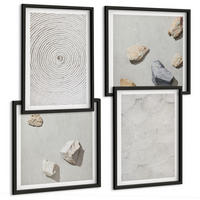 BILDER SET 4er Set - 50x50 cm & 40x60 cm Schwarzer Rahmen - Geometrische Pappsteine - Schwarz, Kunststoff (50/50cm) - TULUP
