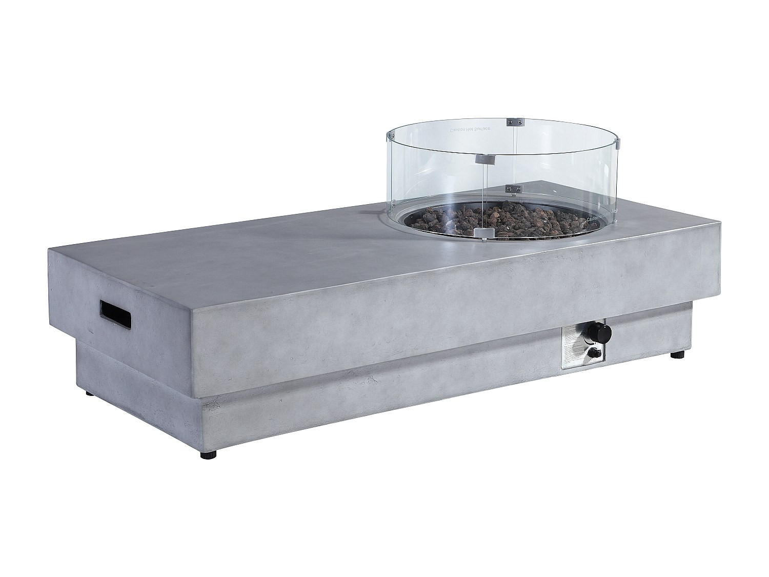 FEUERSCHALE - 152cm x 69.5cm - Kunststein - hellgrau - SEROZA - Hellgrau, Stein (152/57.2/69.5cm) - Vente-Unique