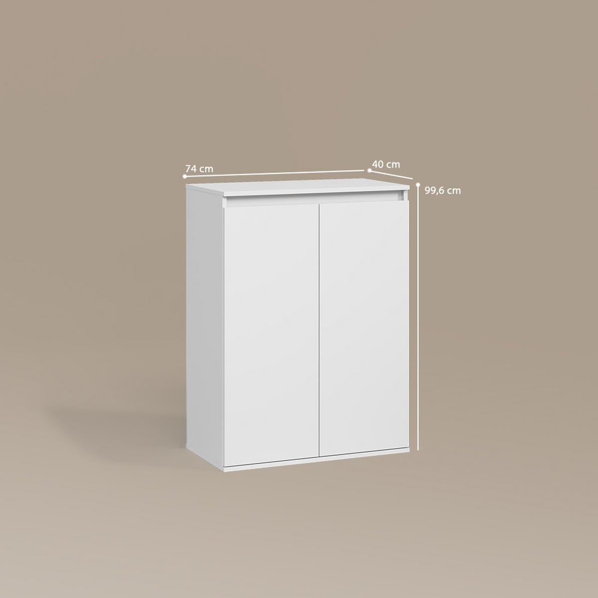 KOMMODE Garda Weiß mit 2 Türen - Weiß, Holzwerkstoff (74/99.6/40cm) - Livinity®
