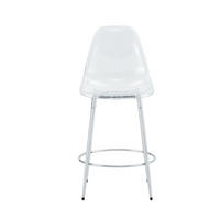 BARHOCKER 2er-Set Silber Transparent mit Rückenlehne und Fußstütze - Silberfarben, Metall (48.5/102/48.5cm) - PANGIVO