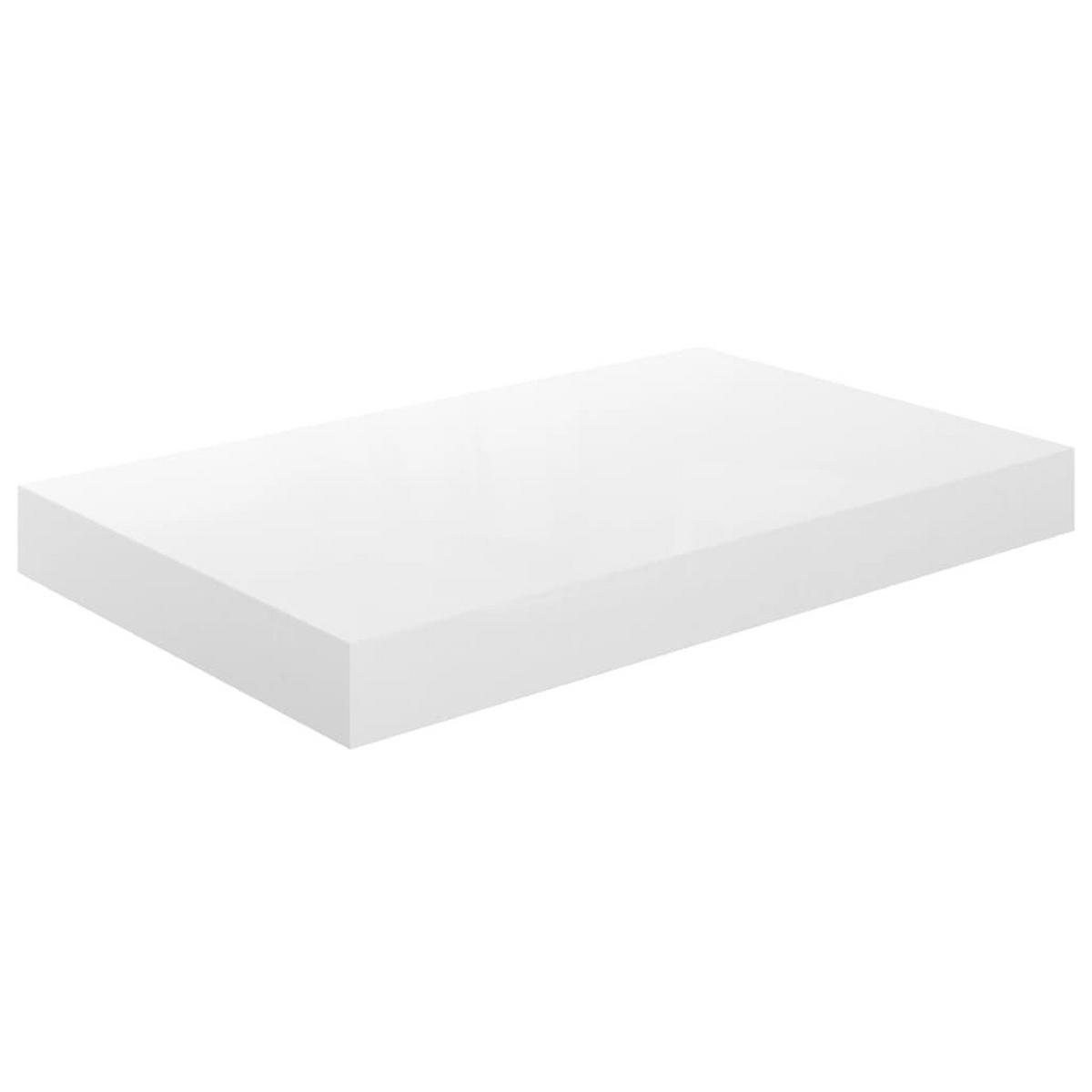 SCHWEBEREGALE 2 Stk. Hochglanz-Weiß 40x23x3,8 cm MDF - Weiß, Holzwerkstoff (23/3.8/23cm) - furnicato
