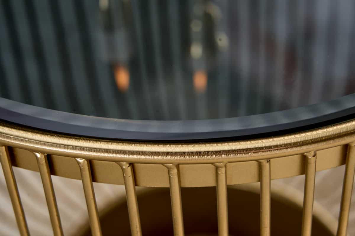 COUCHTISCH VARIATION rund Gold 79cm - Goldfarben, Glas/Metall (79/79/40cm) - riess-ambiente