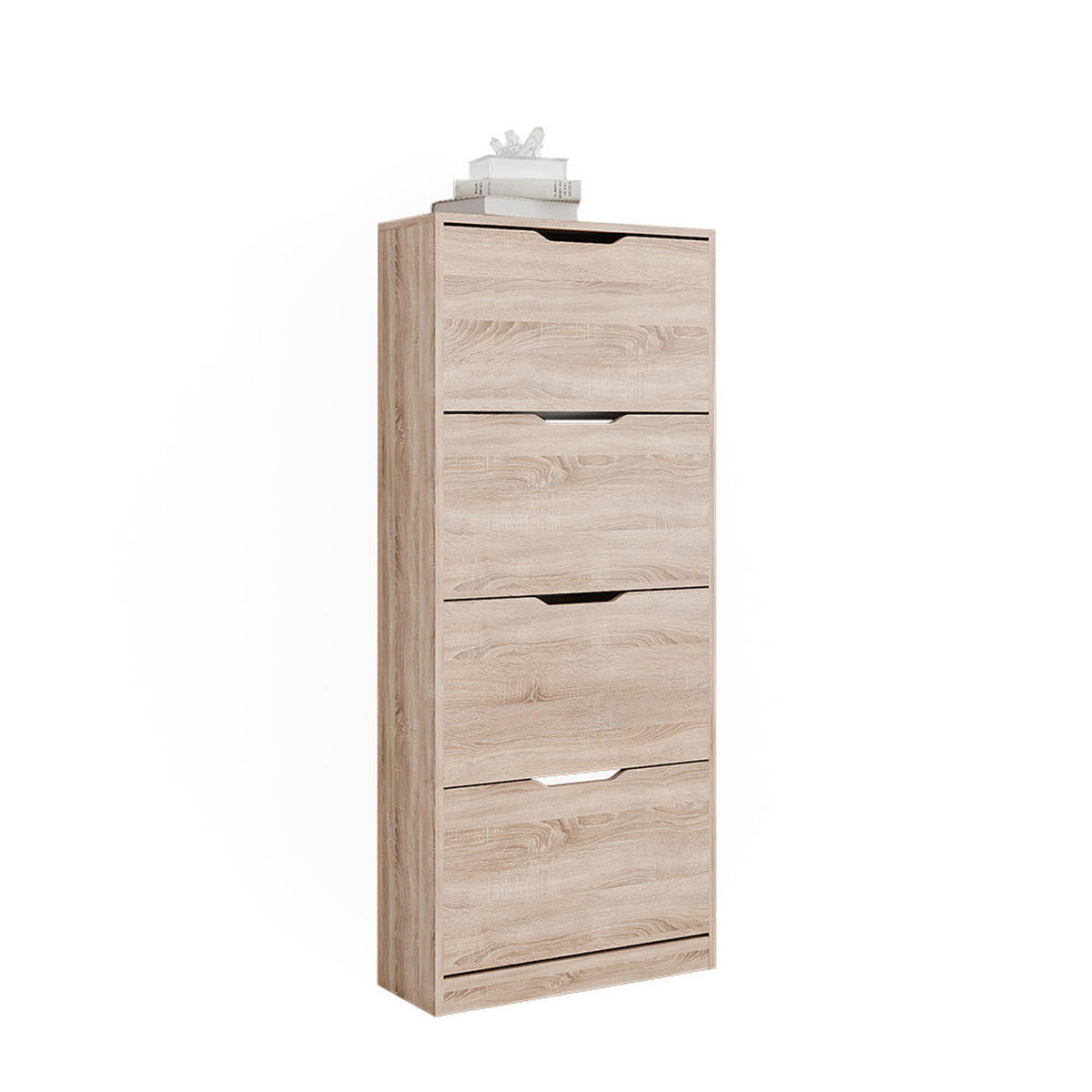 SCHUHKIPPER Luca Sonoma 59 x 137 cm mit 4 Klappschubladen - Sonoma Eiche, Holzwerkstoff (59/137/22cm) - Vicco