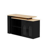 KÜCHENINSEL 136/50/78 cm Schwarz mit 360° Drehtisch, 1 Schubladen und Stauraumschrank - Schwarz, Holz (50/78/136cm) - Oxeza