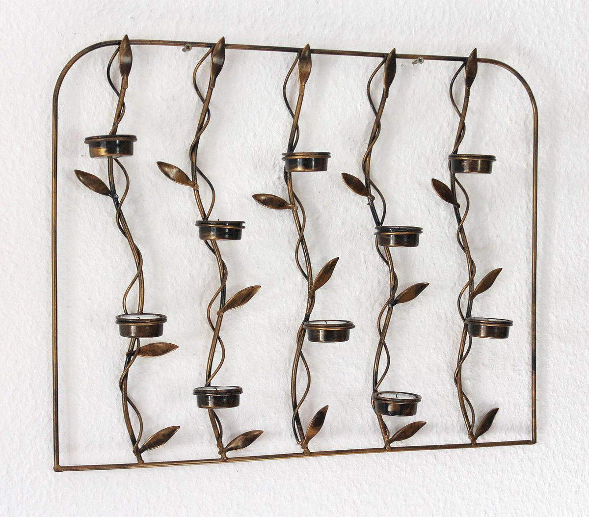 TEELICHTHALTER Wand 10-flammig Metall 53/8/42 cm - Braun, Metall (42cm) - DanDiBo