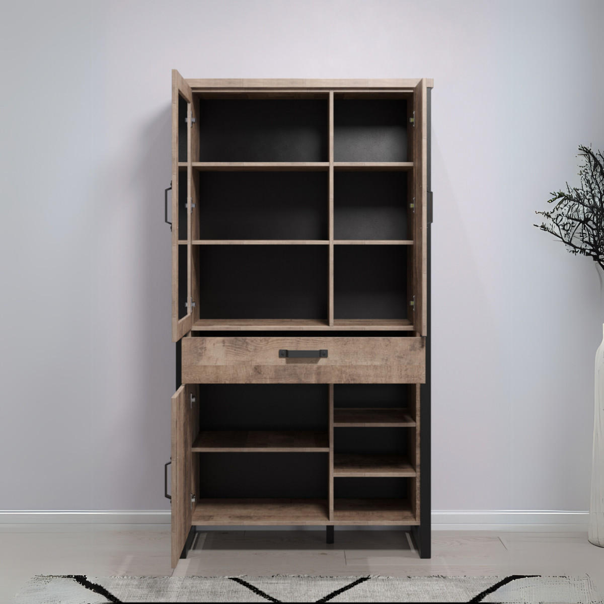 VITRINE Emile Eiche Dekor - Eichefarben, Holzwerkstoff (106/106/195cm) - ebuy24
