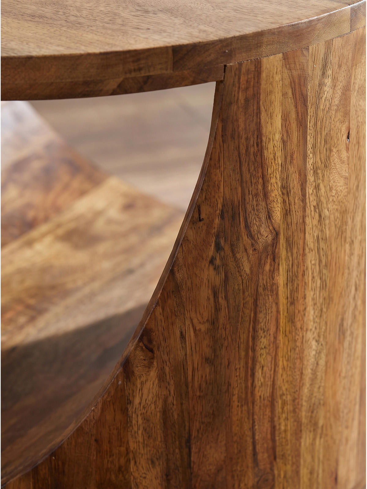 COUCHTISCH ANTEQUERA, Mango Massivholz, mit Ablagen, Ø 60 x 36 cm - Dunkelbraun/Braun, Mangoholz/Holz (60/60/36cm) - KADIMA DESIGN