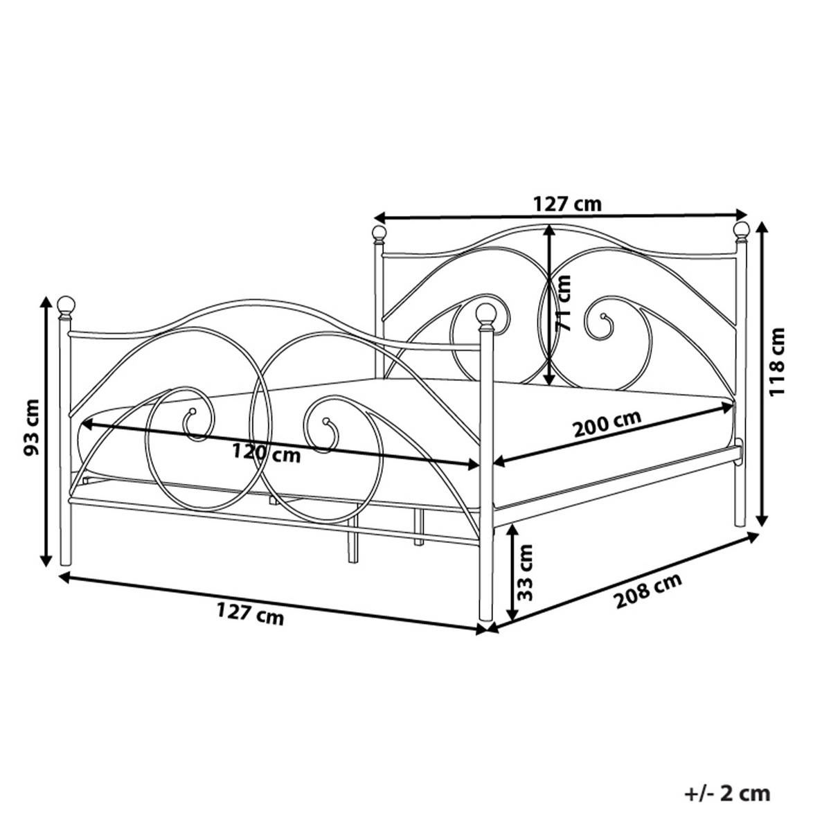 BETT mit Lattenrost 120/200 cm Schwarz Dinard - Schwarz, Metall (120/200cm) - Beliani