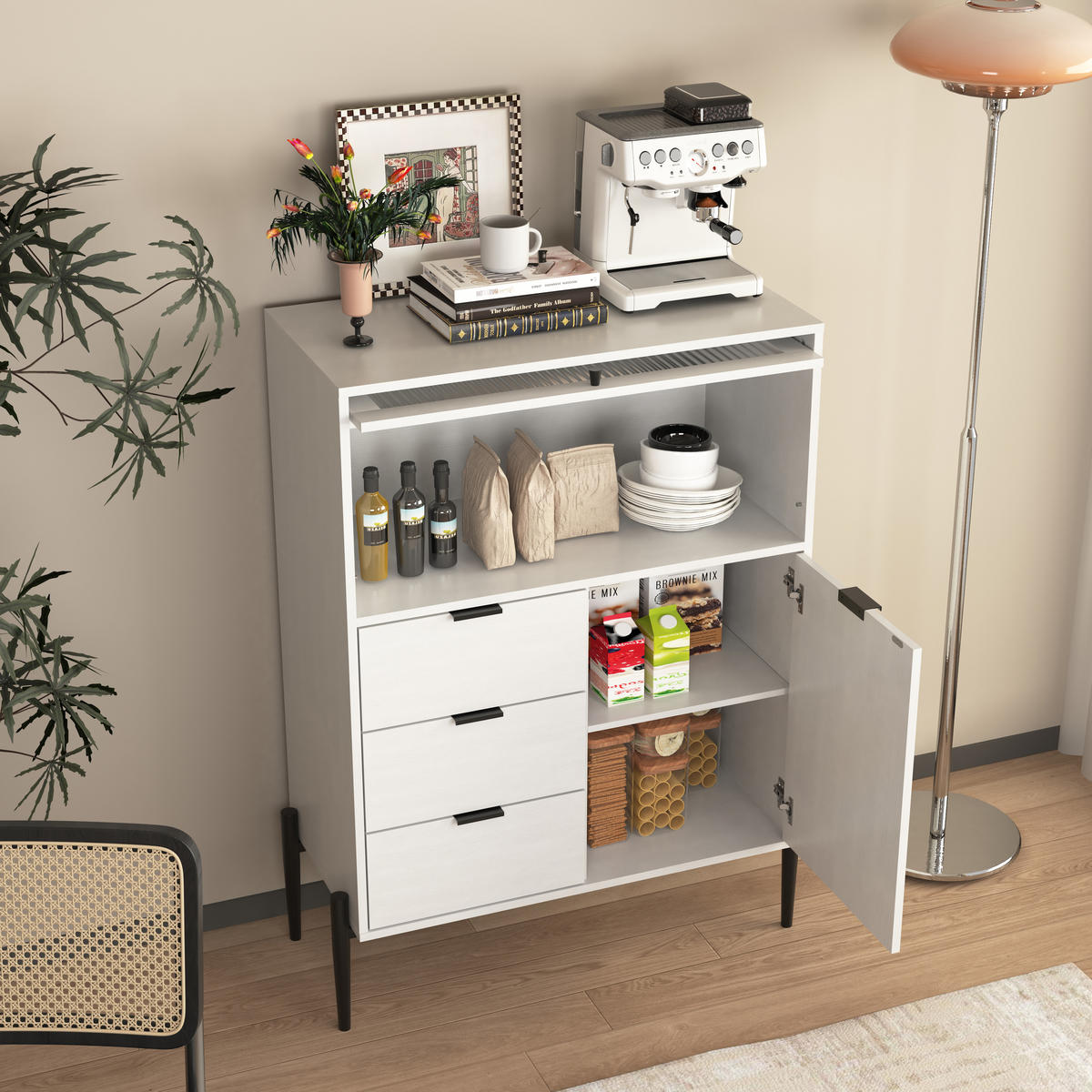 AUFBEWAHRUNGSSCHRANK 85/40/120 cm, Weiß, mit verstellbaren Einlegeböden und geräumigen Schubladen, Weiß - Weiß, Holzwerkstoff (85/120/40cm) - Redom