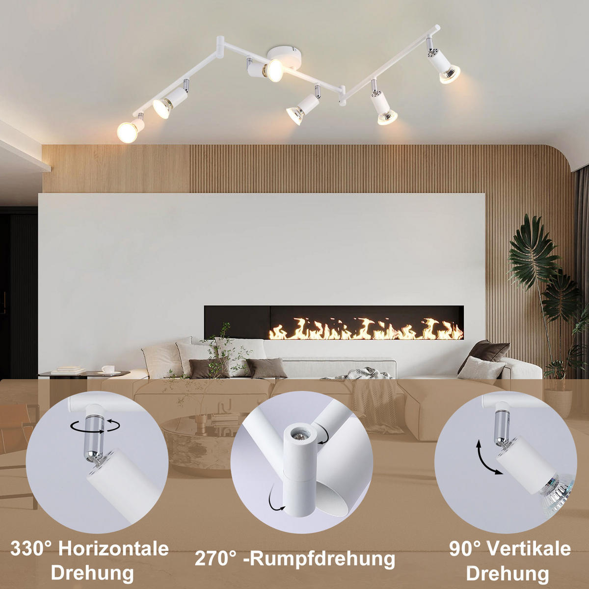 STRAHLER Flensburg 6-flammig 108/8/15.5 cm - Weiß, Metall (108/8/15.5cm) - Nettlife