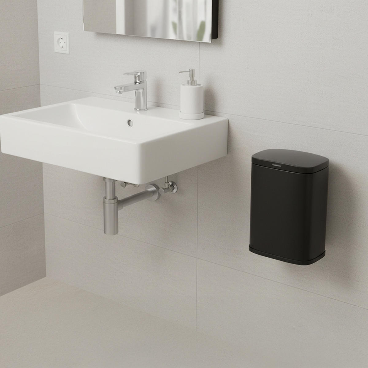 KOSMETIKEIMER - Schwarz, Kunststoff/Metall (18/25/18cm) - Relaxdays