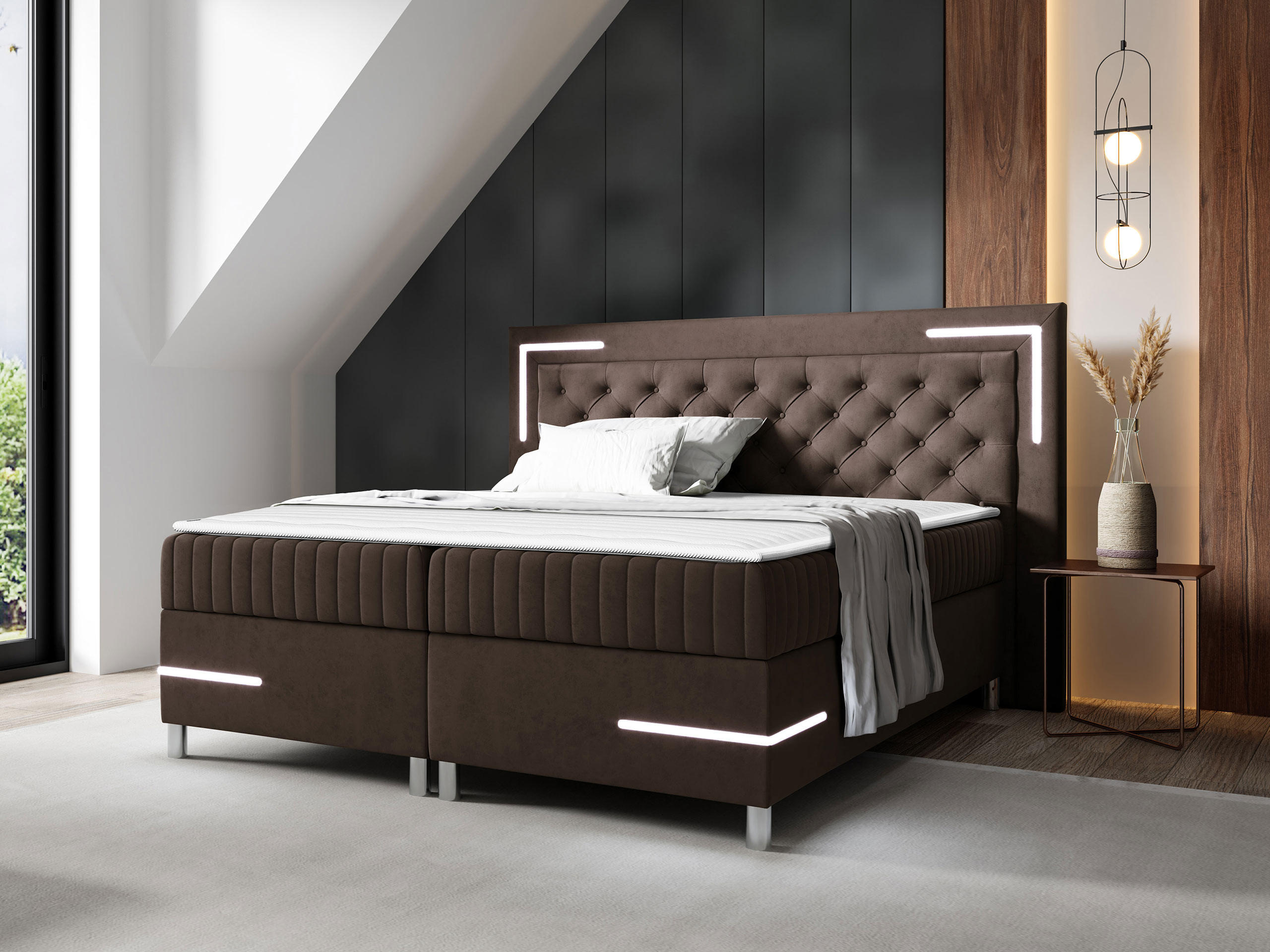 BOXBETT Tenosi 5 LED - Braun, Holz (120/200cm) - MIRJAN24