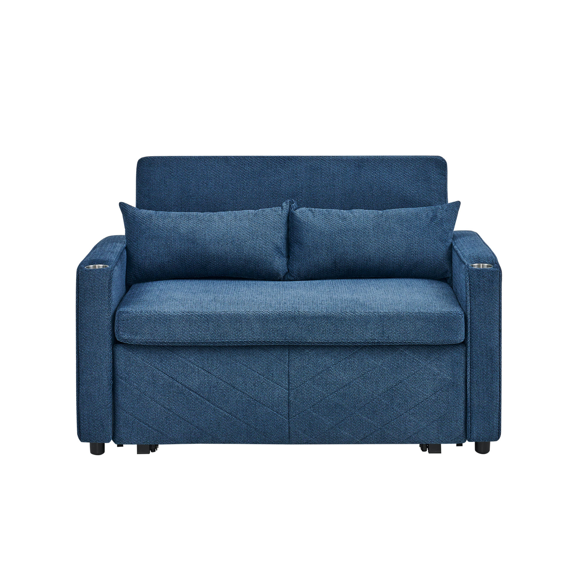 SCHLAFSOFA 3-in-1 aus Holz und Stoff mit USB-Ladefunktion Blau - Dunkelblau, Holz (134/73/195cm) - Modenvie