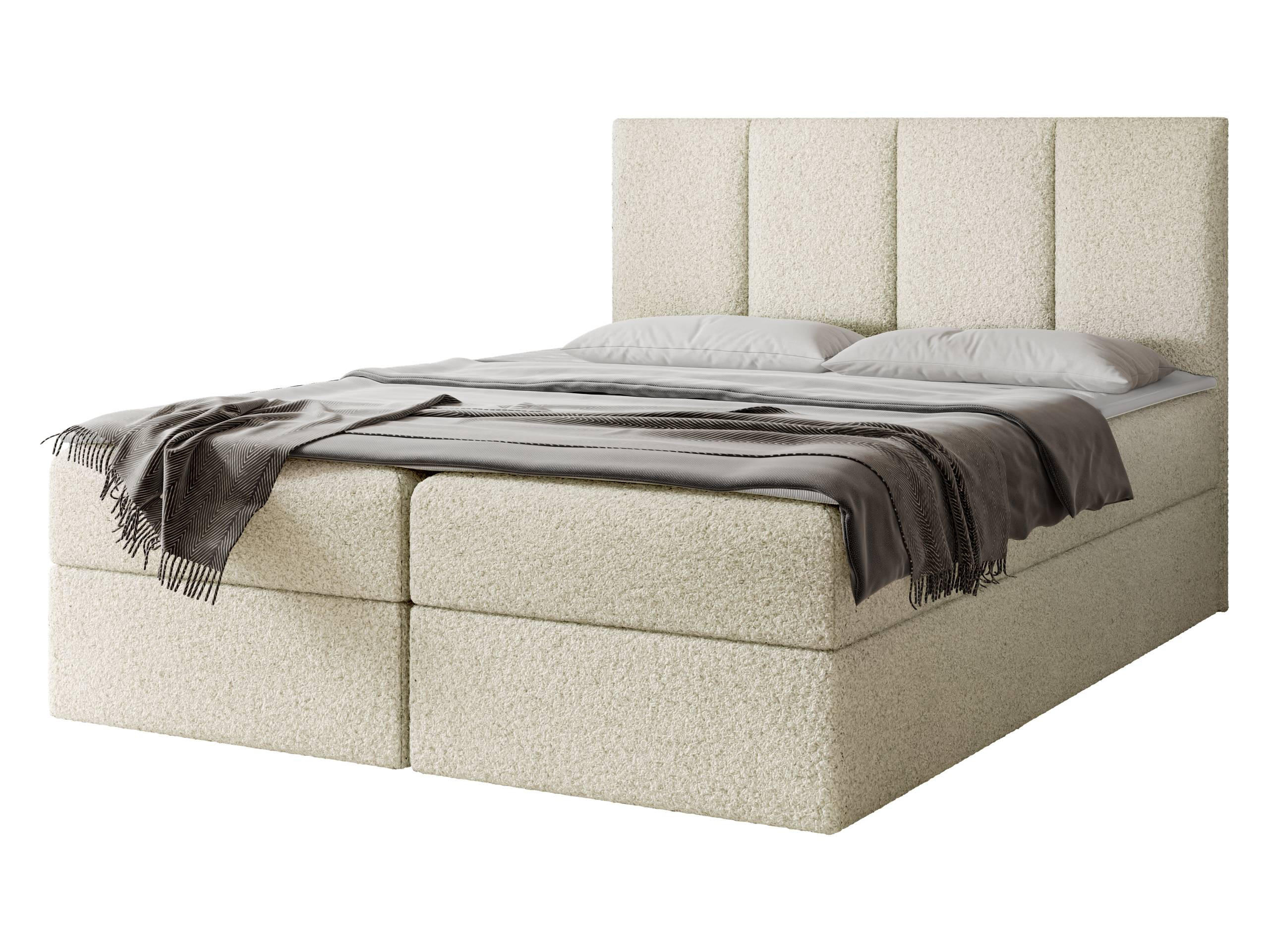 BOXBETT Rebos Boucle - H3 - Creme, Holz/Textil (180/200cm) - MIRJAN24