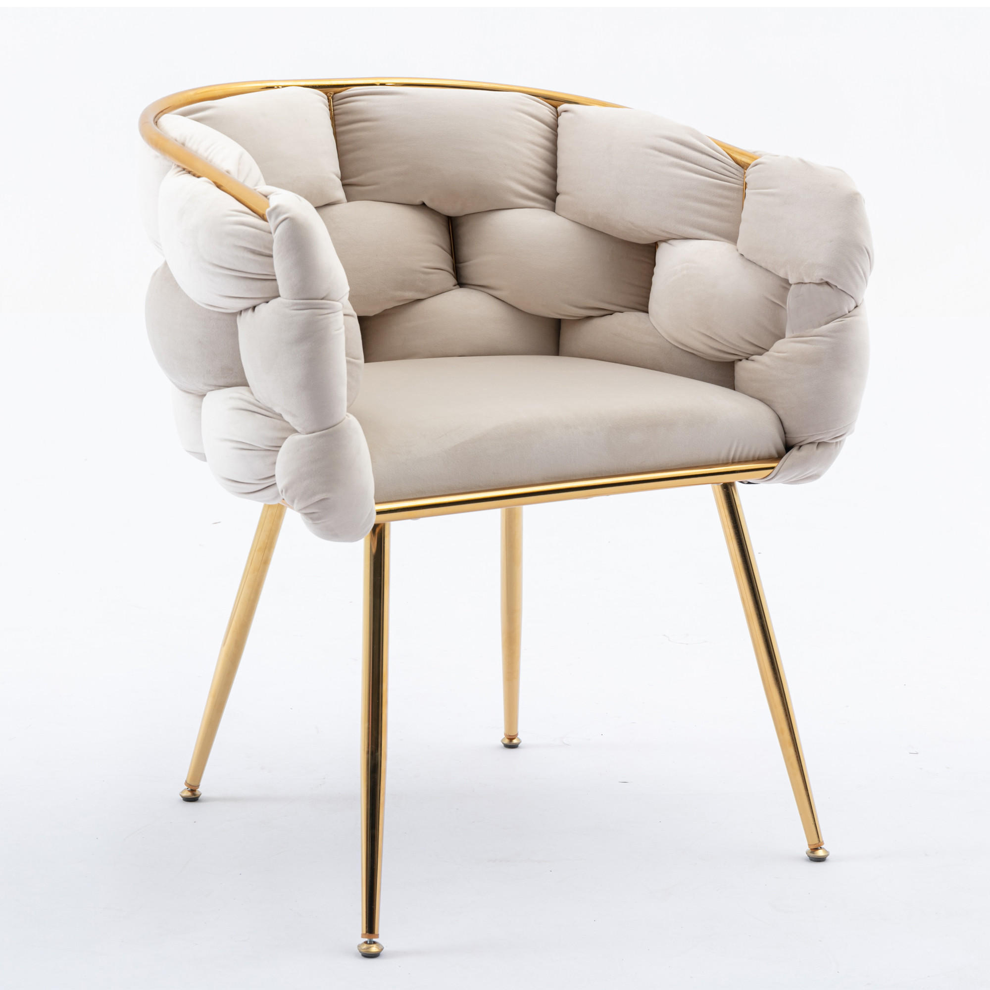 ARMLEHNSTUHL Samt mit Gold-Metallgestell, DE-42349, Beige - Beige, Metall (58/75/59cm) - ComfortXL