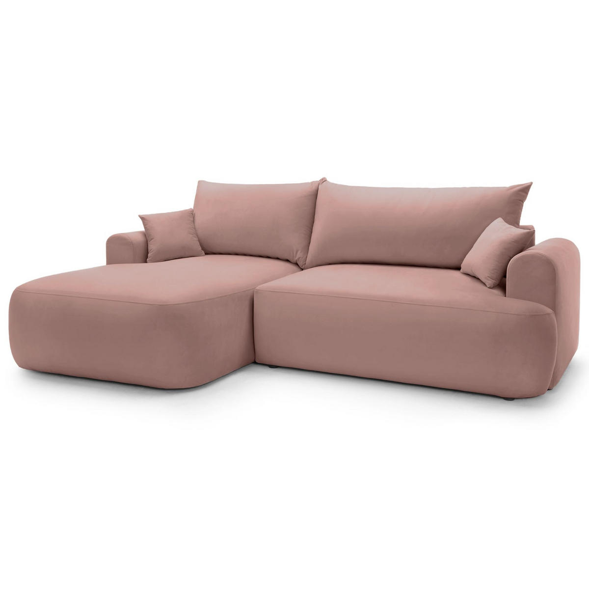 ECKSOFA Ovo Hellrosa mit wasserabweisendem Samtbezug - Hellrosa/Schwarz, Kunststoff/Textil (260/165cm) - Selsey