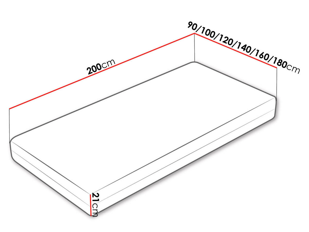 FEDERKERNMATRATZE Arlan 21 cm - H3/H4 - Weiß/Grau, Textil (120/200cm) - MIRJAN24