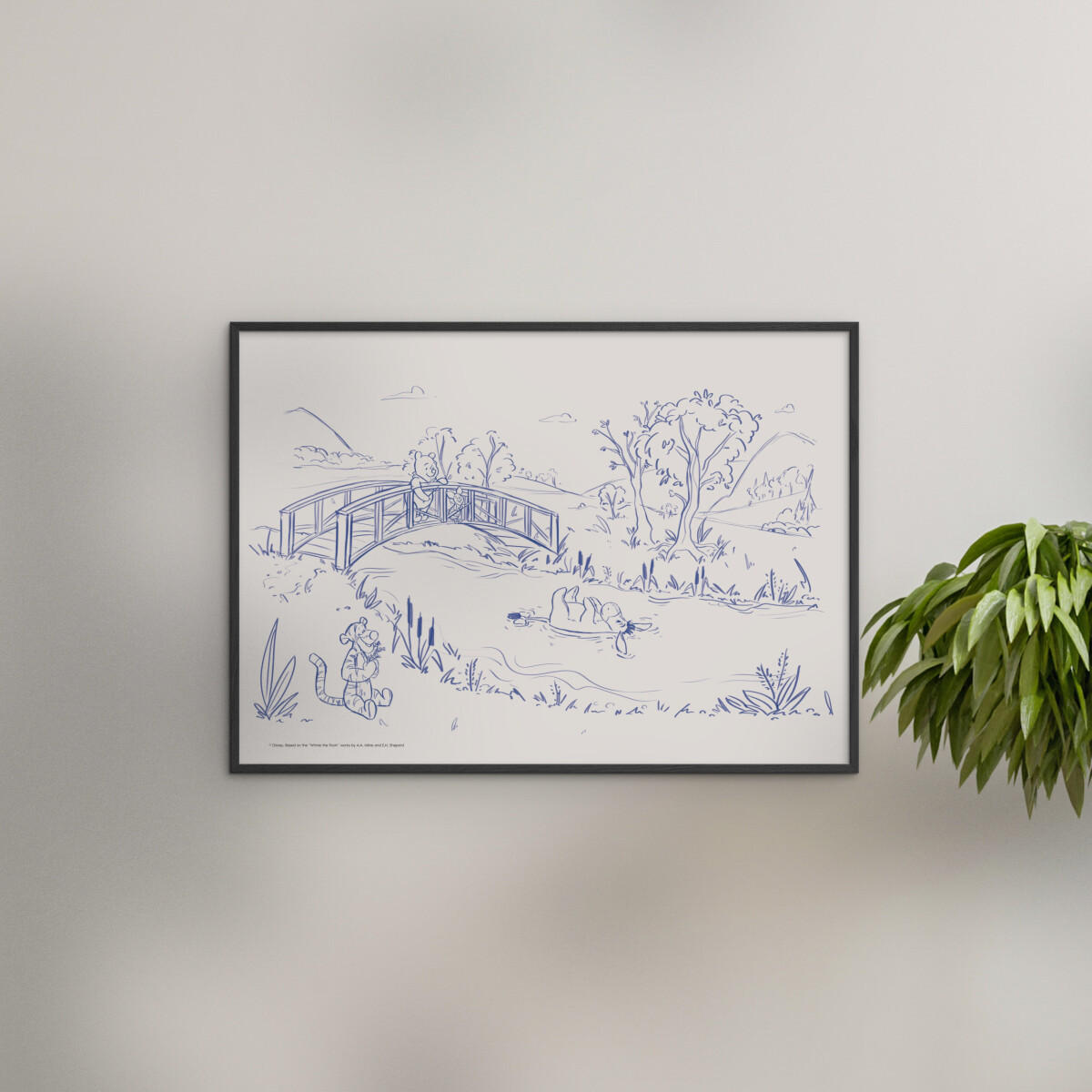 POSTER mit Rahmen Disney - Disney - Hundred Acre Peaceful Day - Beige/Schwarz, Holz/Papier (70/100cm) - Poster&Frame