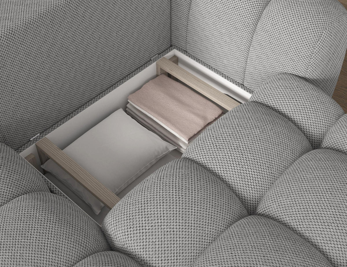 ECKSOFA COVELION L-Form – Schlaffunktion, Bettkasten, Wellenfederung, HR-Kaltschaum, inkl. Kissen, moderner Wohnkomfort - Grau, Kunststoff (260/167cm) - Wohnideebilder